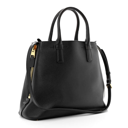 Tom Ford Pebbled Calfskin Medium Jennifer Zip Tote Black 2 of 13