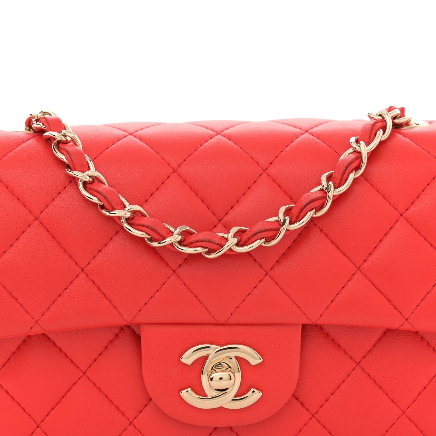 Chanel Lambskin Quilted Mini Rectangular Flap Red 8 of 12