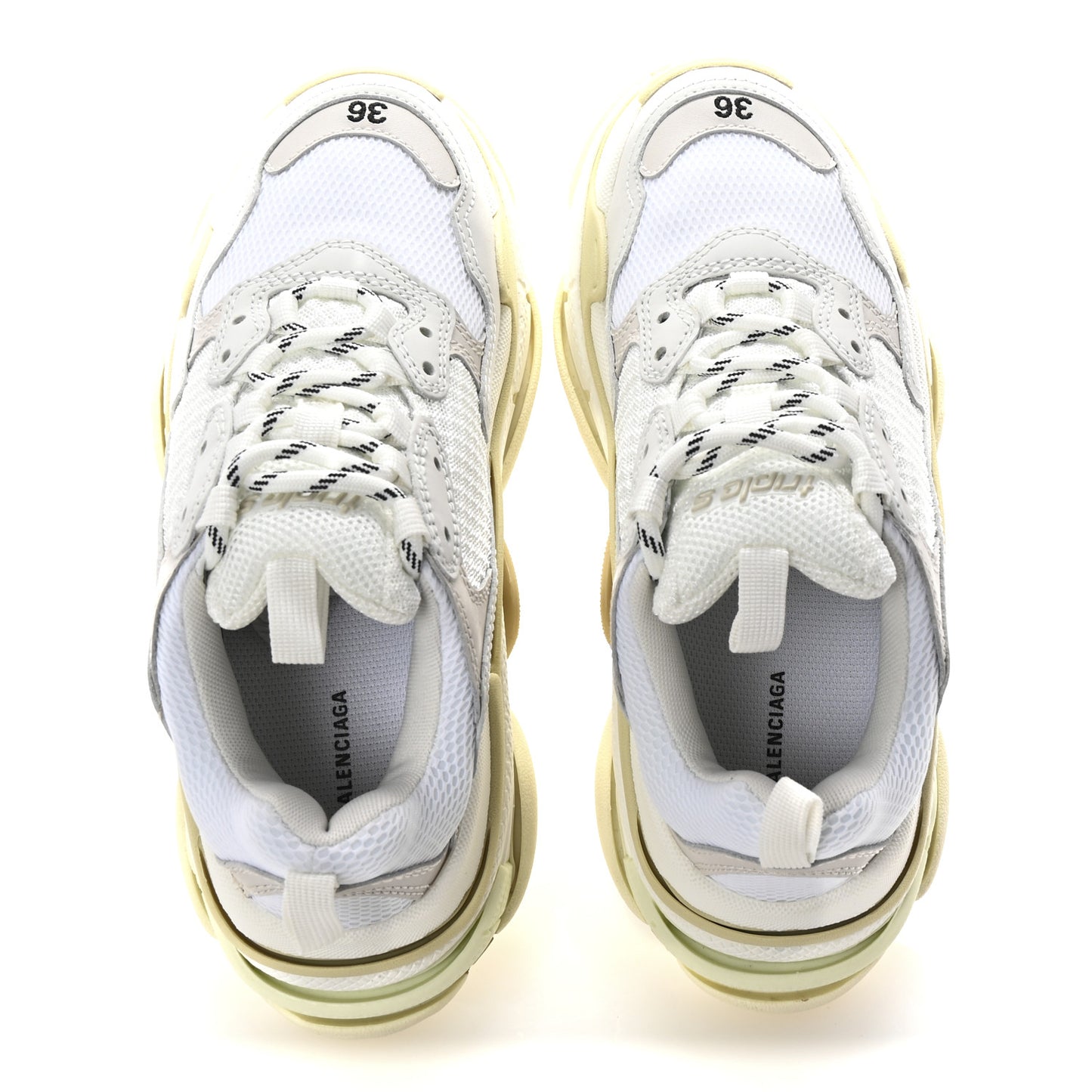 Fabric Mesh Womens Triple S Sneakers 36 White