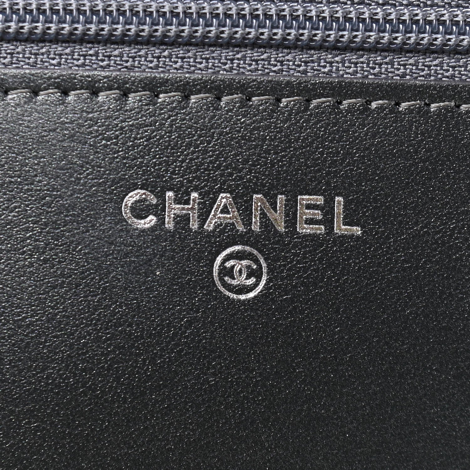 Chanel Metallic Caviar Chevron Quilted Vintage Mademoiselle Wallet On Chain WOC Charcoal 6 of 9