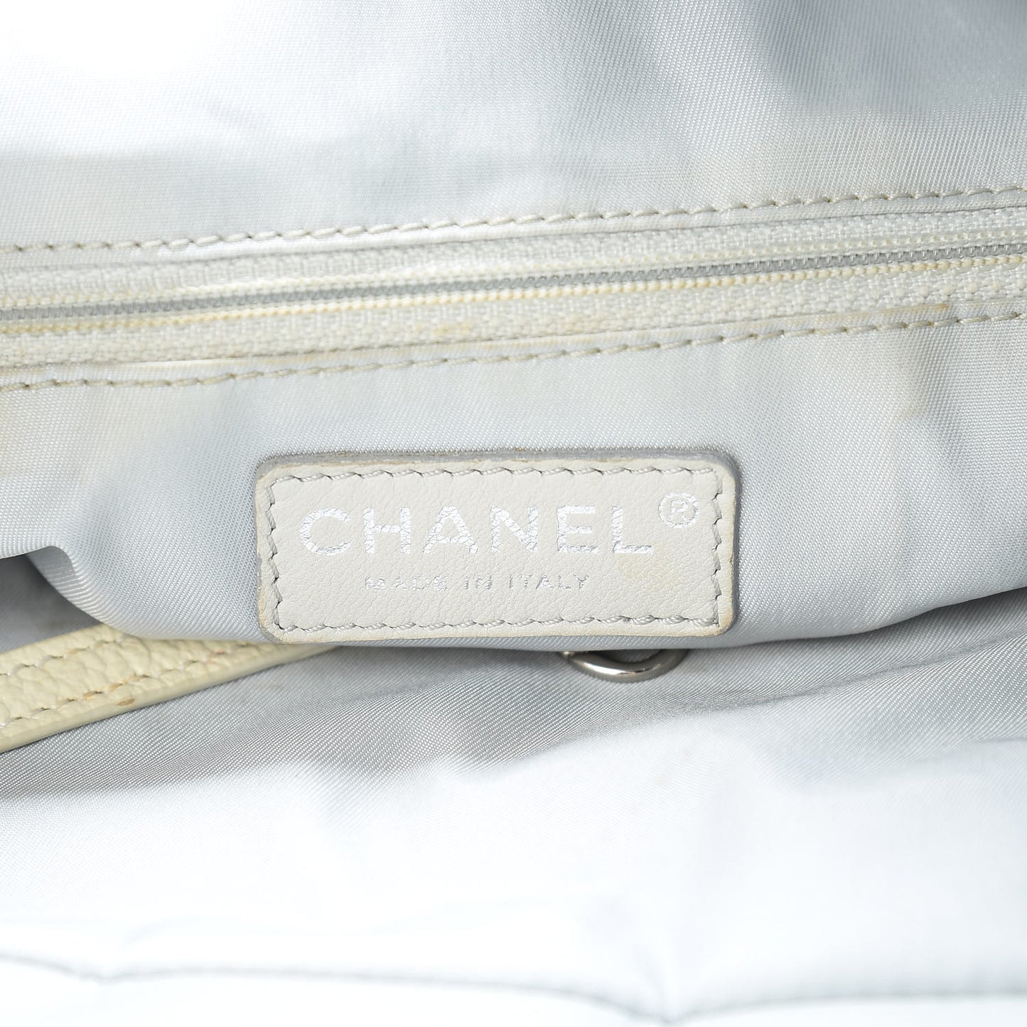 Coated Canvas Quilted Large Paris Biarritz Tote Silver