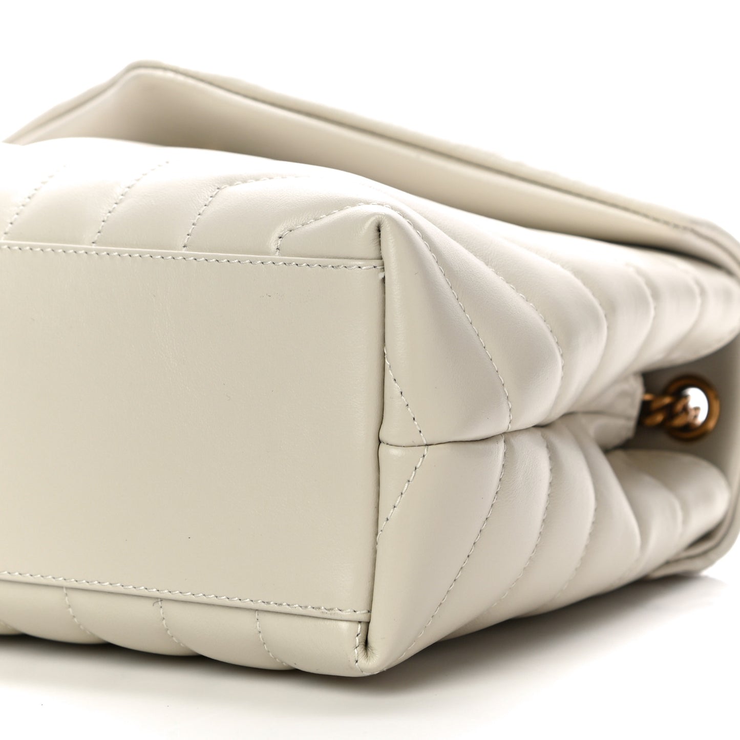 Calfskin Y Quilted Monogram Small Loulou Chain Satchel Ivory