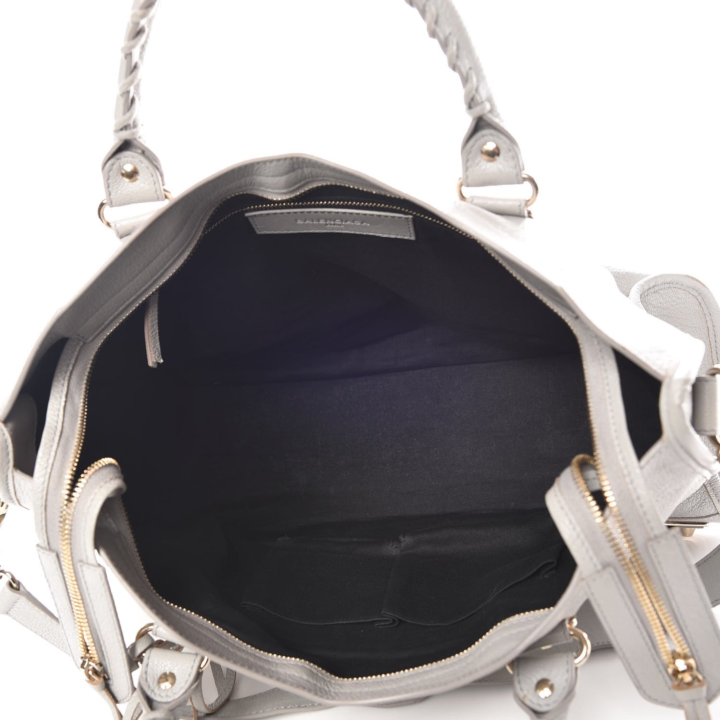 Chevre Gold Metallic Edge Hardware City Gris Perle