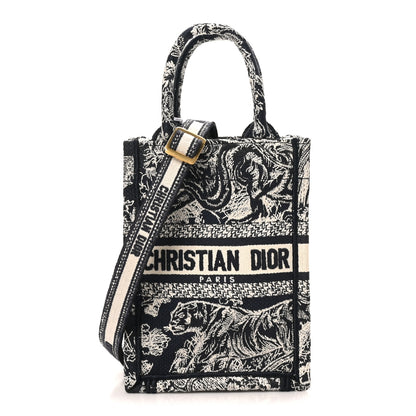 Christian Dior Canvas Toile de Jouy Reverse Embroidered Mini Book Tote Phone Bag  Blue 1 of 10
