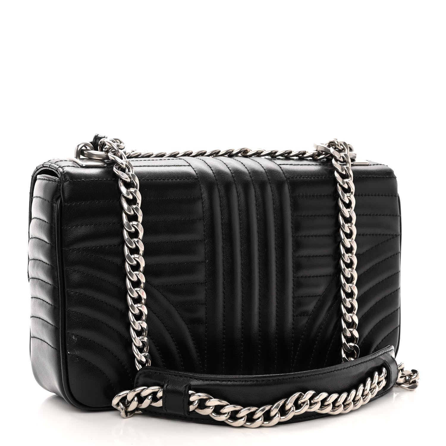 Prada Soft Calfskin Impunture Diagramme Medium Chain Flap Shoulder Bag Black 3 of 12