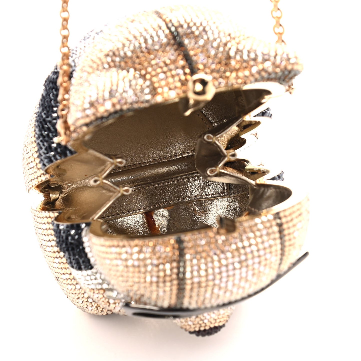 Crystal Spencer Teddy Bear Minaudiere Clutch Gold Brown