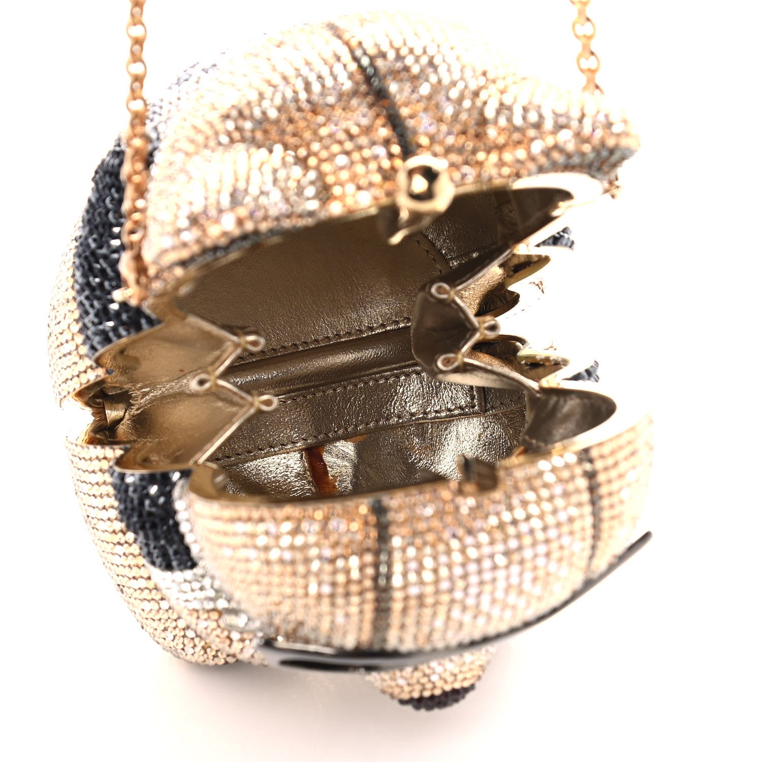 Judith Leiber Crystal Spencer Teddy Bear Minaudiere Clutch Gold Brown 5 of 13