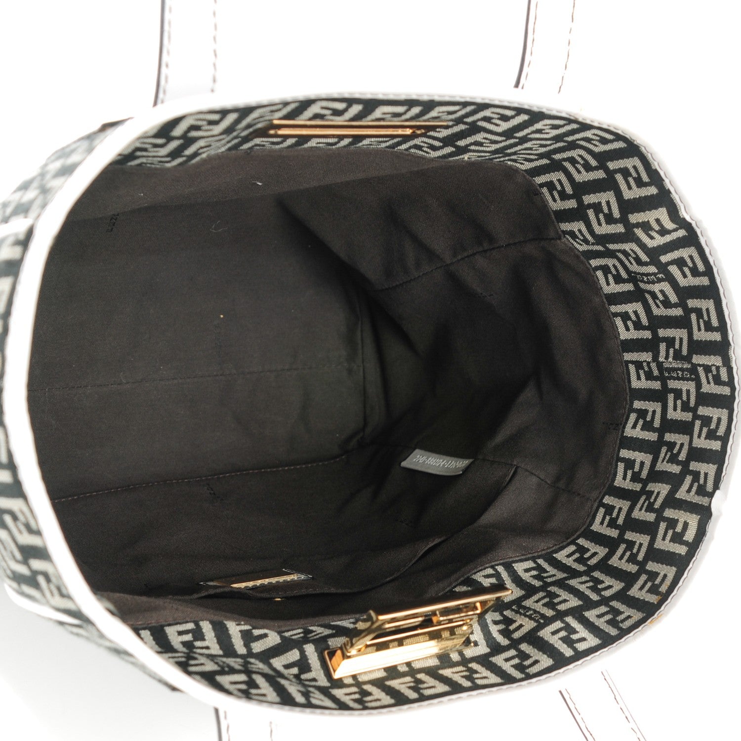 Fendi Zucchino Vitello Tote Black White 5 of 8