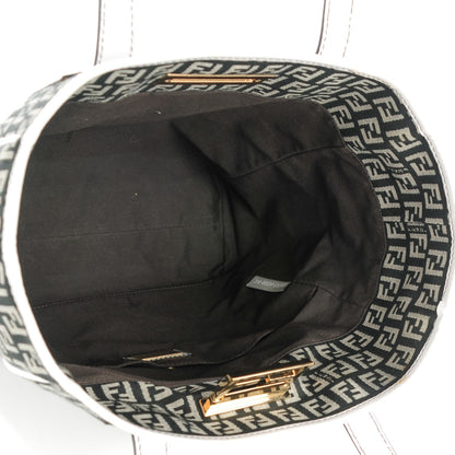 Fendi Zucchino Vitello Tote Black White 5 of 8