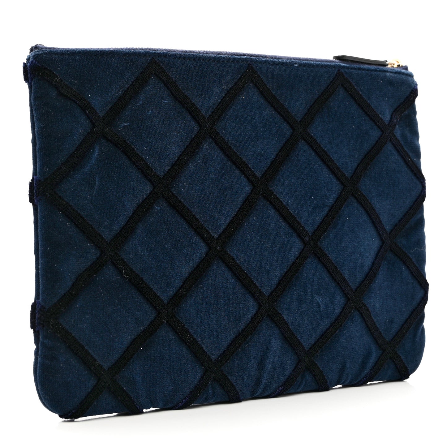 Velvet Quilted Medium Cosmetic Case Blue