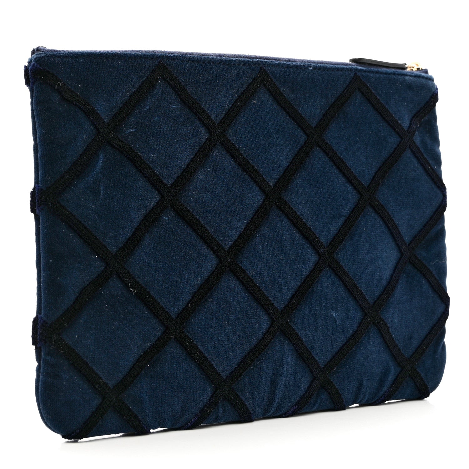 Chanel Velvet Quilted Medium Cosmetic Case Blue 2 of 6