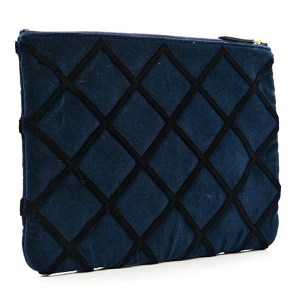 Chanel Velvet Quilted Medium Cosmetic Case Blue 2 of 6