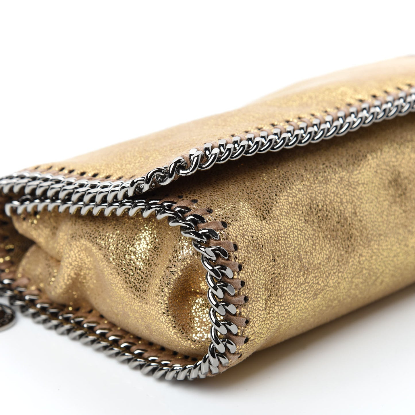 Metallic Shaggy Deer Falabella Crossbody Bag Gold