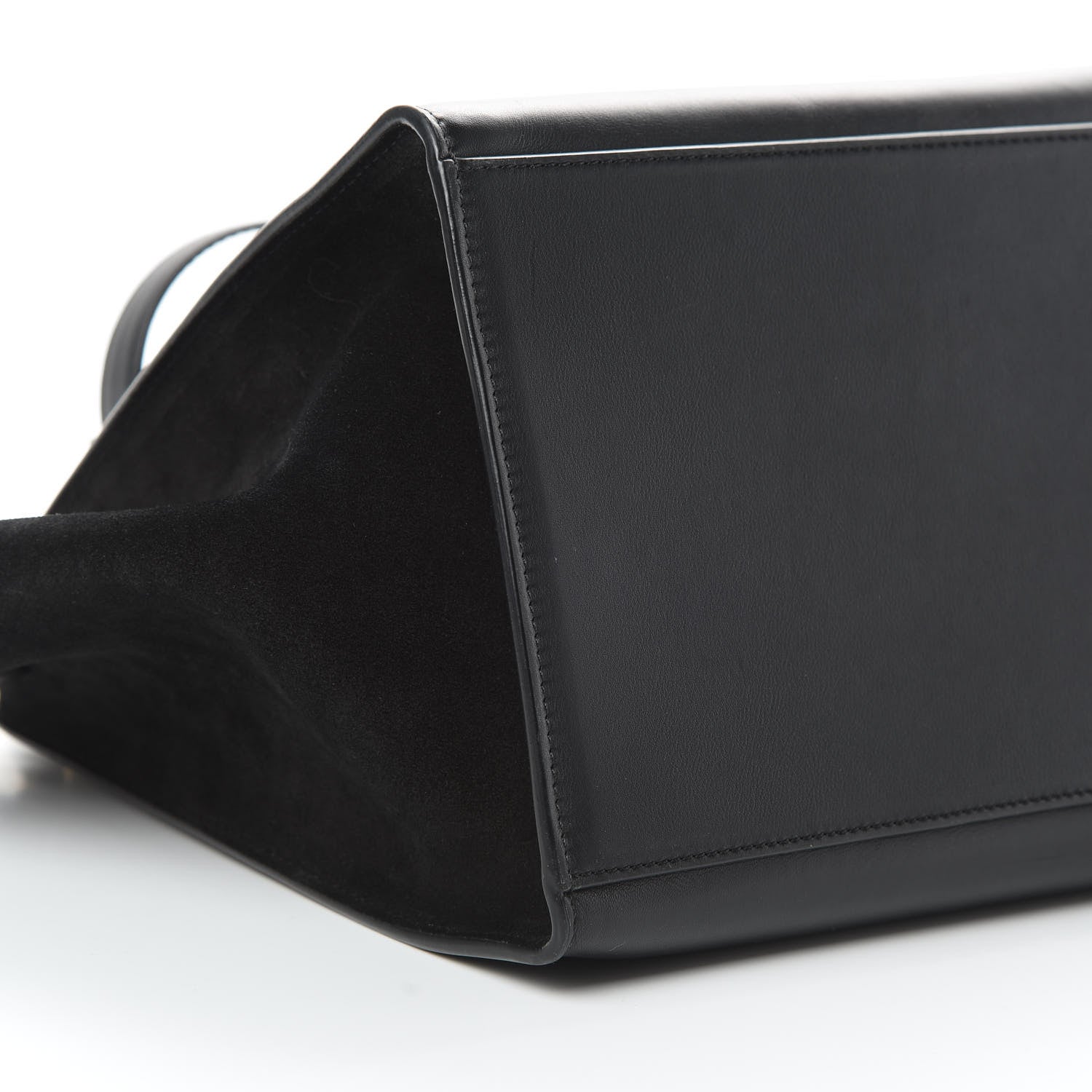 Celine Crocodile Embossed Calfskin Suede Medium Trapeze Black 9 of 16