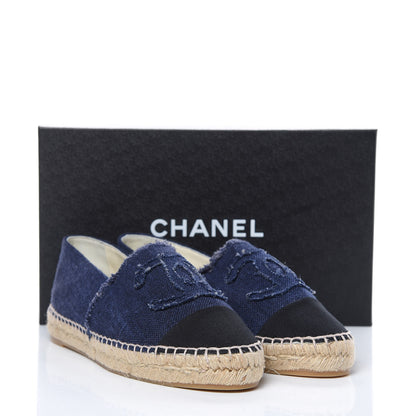 Chanel Denim Toile CC Espadrilles 40 Navy Black 10 of 10