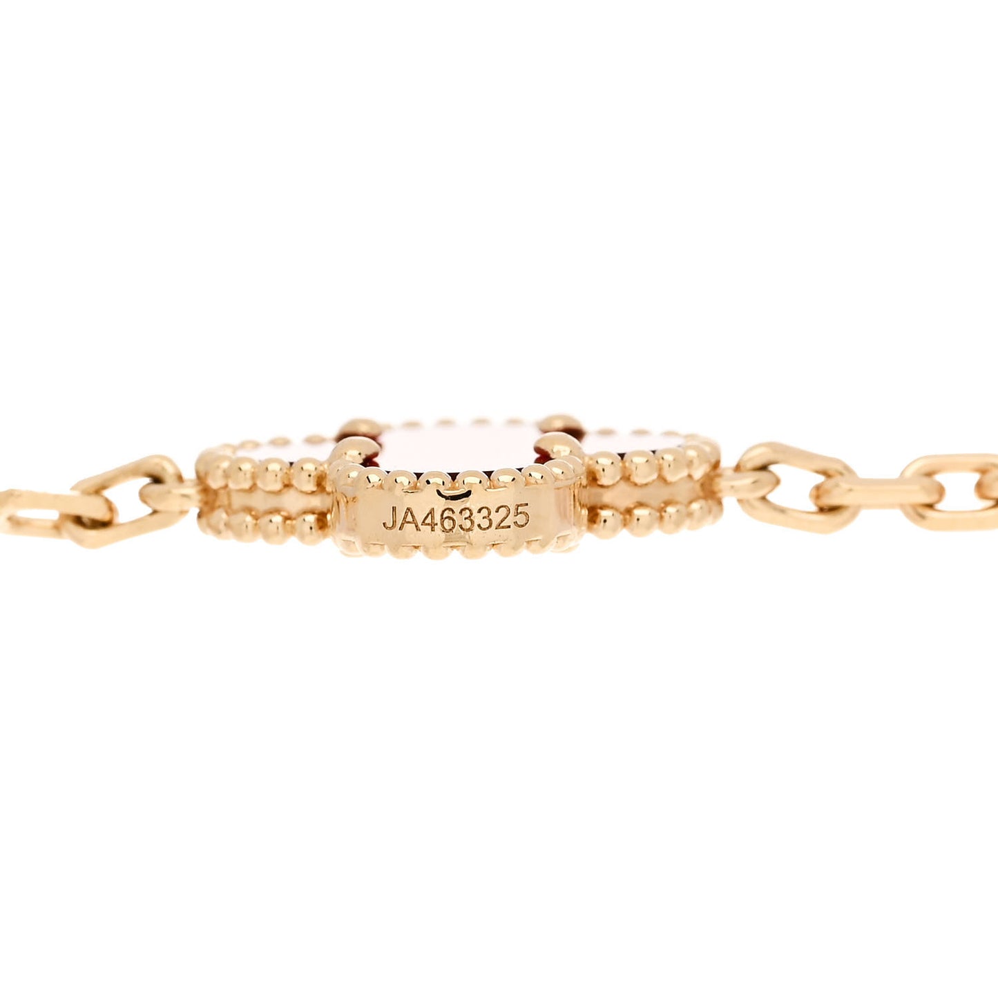 18K Yellow Gold Carnelian 5 Motifs Vintage Alhambra Bracelet