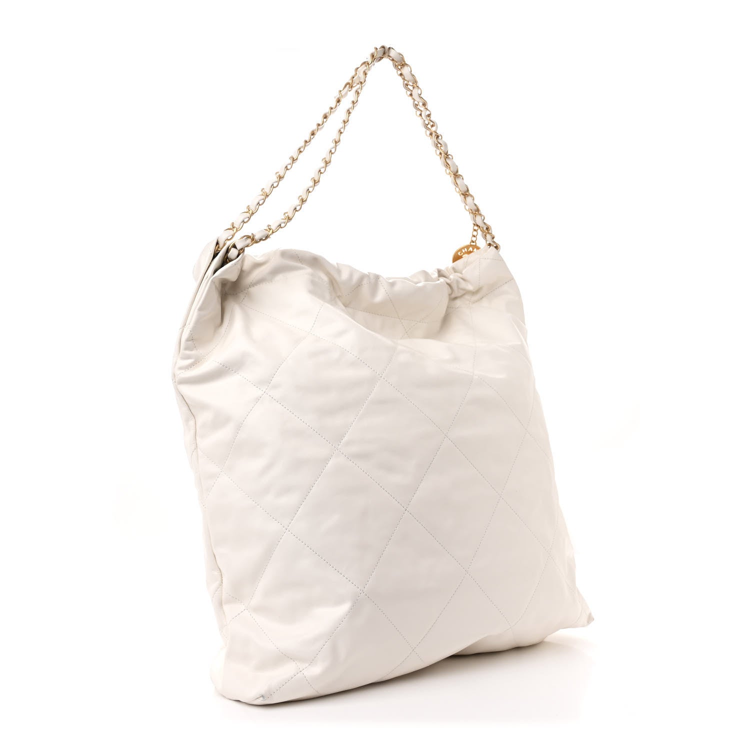 Chanel Shiny Calfskin Quilted Large Chanel 22 White Black 1686485