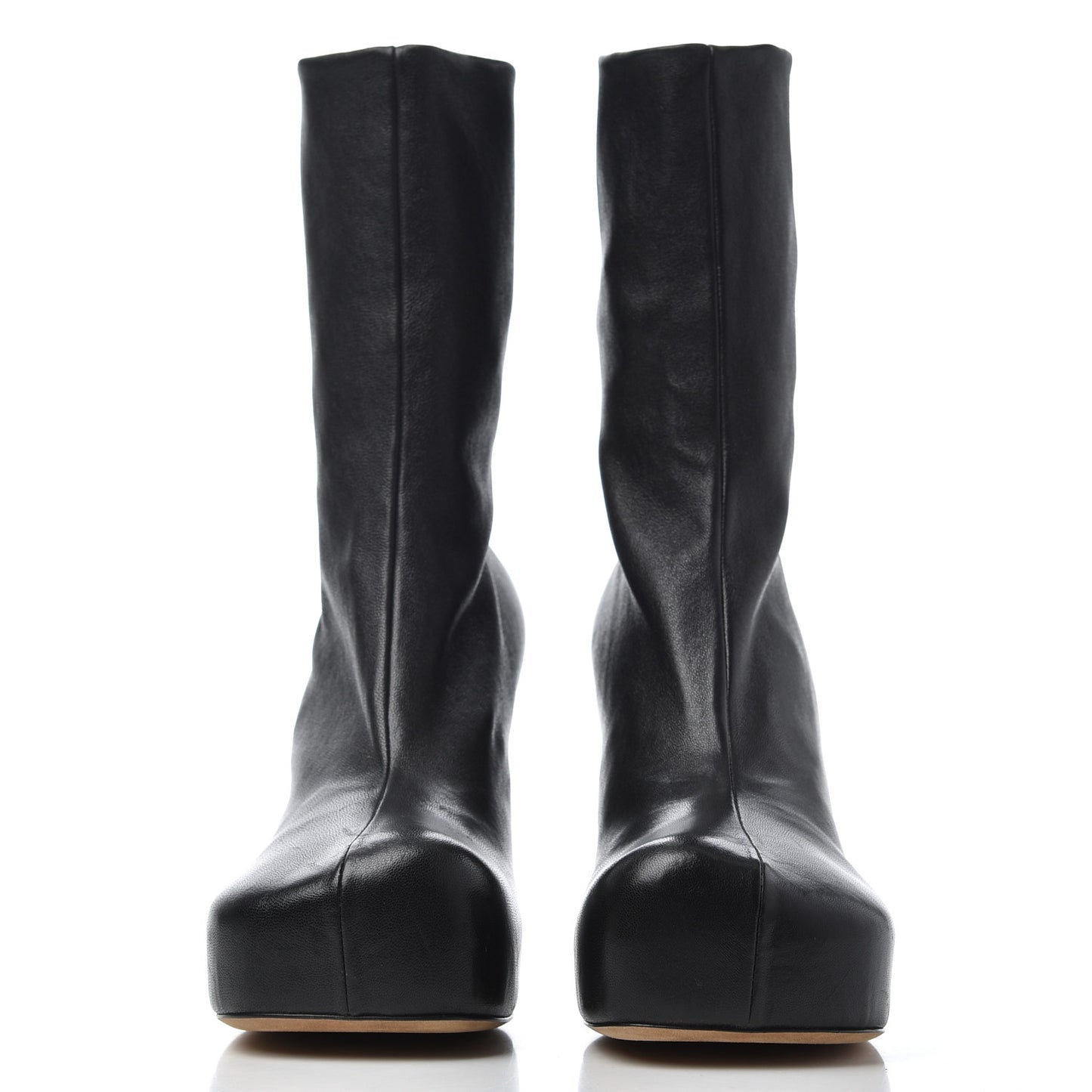 Nappa Platform Square Toe Ankle Boots 38 Black