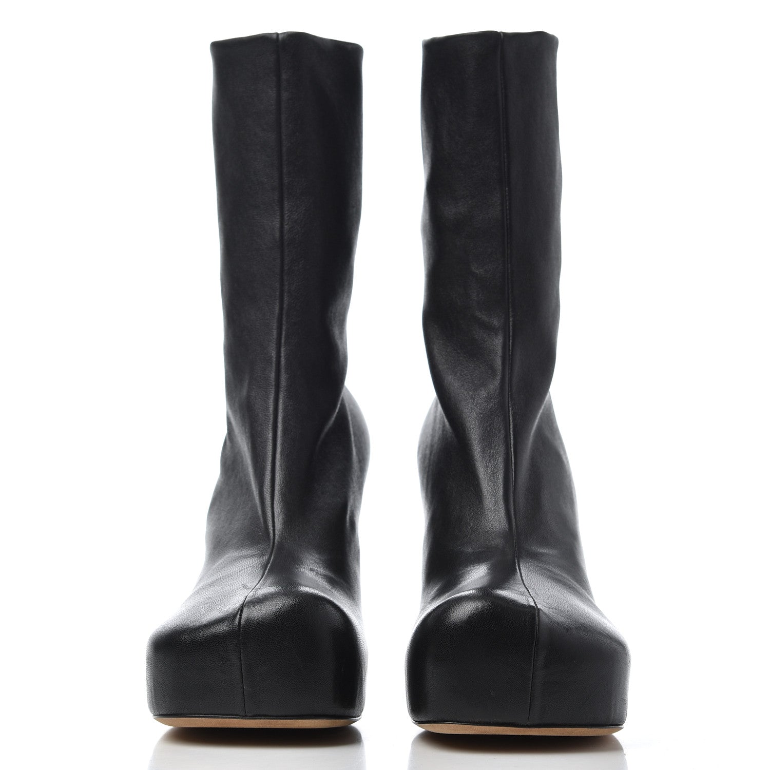 Bottega Veneta Nappa Platform Square Toe Ankle Boots 38 Black 2 of 16