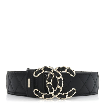 Chanel Calfskin Quilted CC Chain Belt 80 32 Black 1 of 7