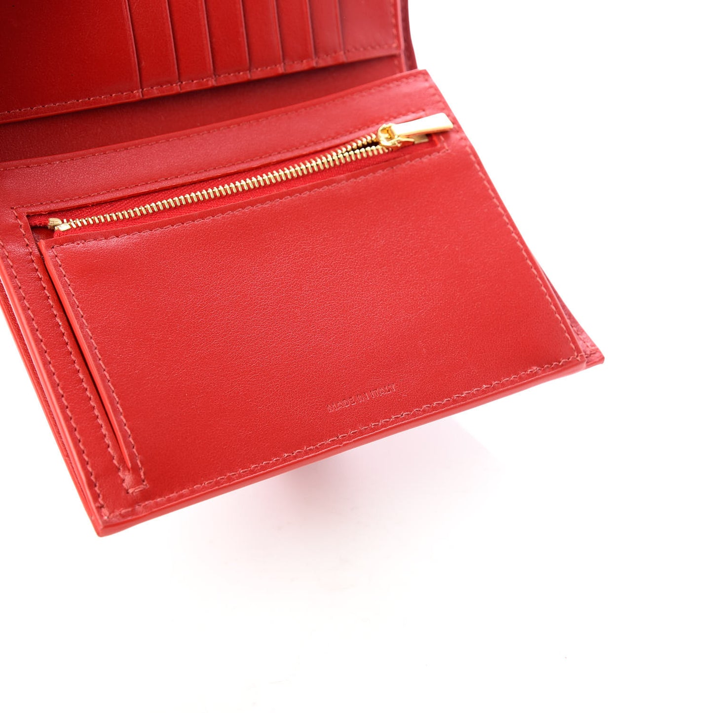 Grained Calfskin Medium Multifunction Strap Wallet Coquelicot