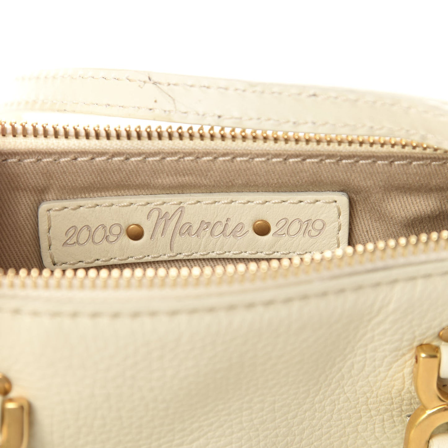 Shiny Small Grain Calfskin Mini Marcie Multi Fringe Satchel Natural White