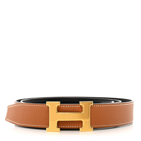 Togo Box 32mm Striee H Belt 105 42 Gold Black