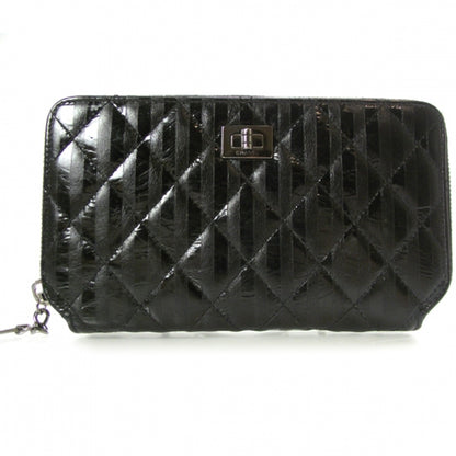 Chanel Leather Striped Reissue Wallet Metallic Black 1 of 9
