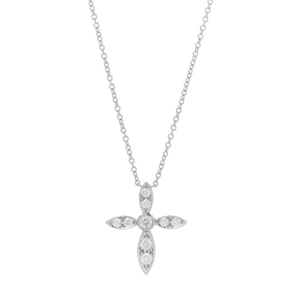Tiffany Platinum Diamond Illusion Cross Pendant Necklace 4 of 8