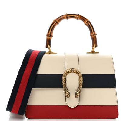 Gucci Calfskin Bamboo Web Medium Dionysus Top Handle Bag White Blue Hibiscus Red 1 of 12