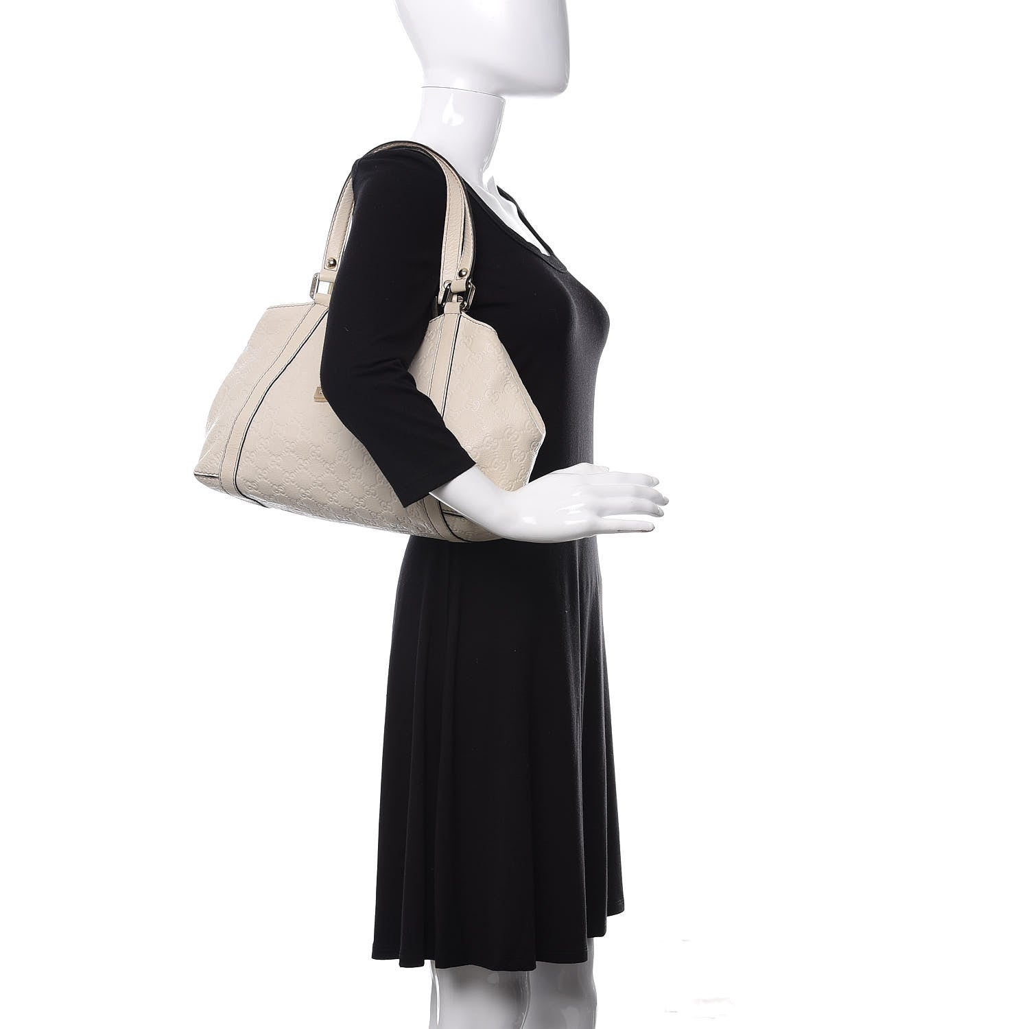 Gucci Guccissima Medium New Ladies Web Tote Off White 2 of 13