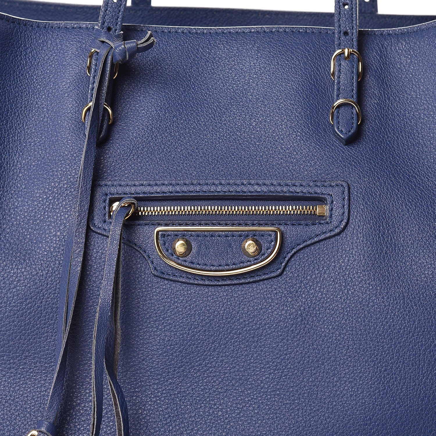 Balenciaga Grained Calfskin Gold Metallic Edge Hardware Papier A4 Tote Bleu 8 of 17