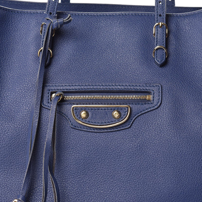Balenciaga Grained Calfskin Gold Metallic Edge Hardware Papier A4 Tote Bleu 8 of 17
