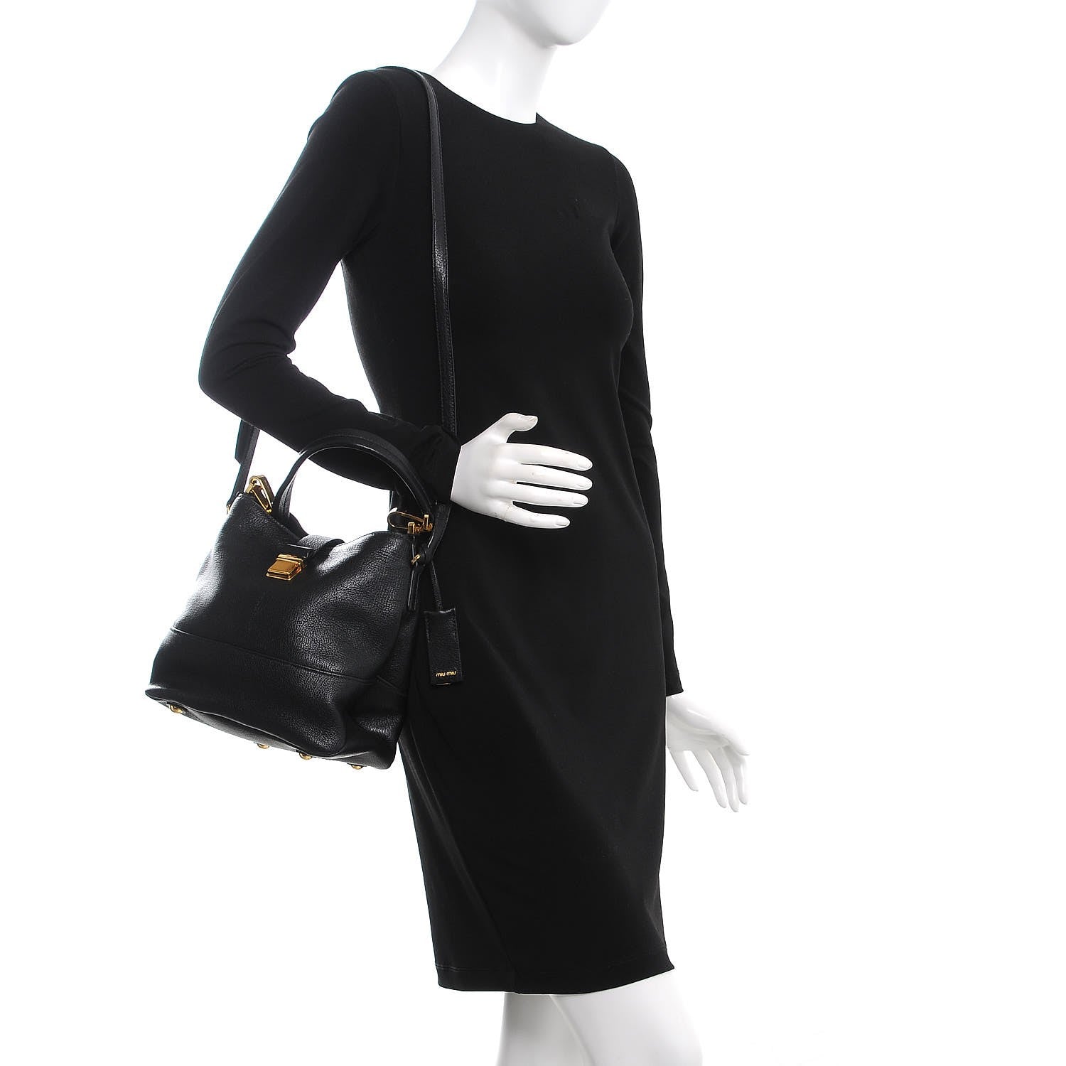 Miu Miu Goatskin Madras Secchiello Bucket Nero Black 2 of 9
