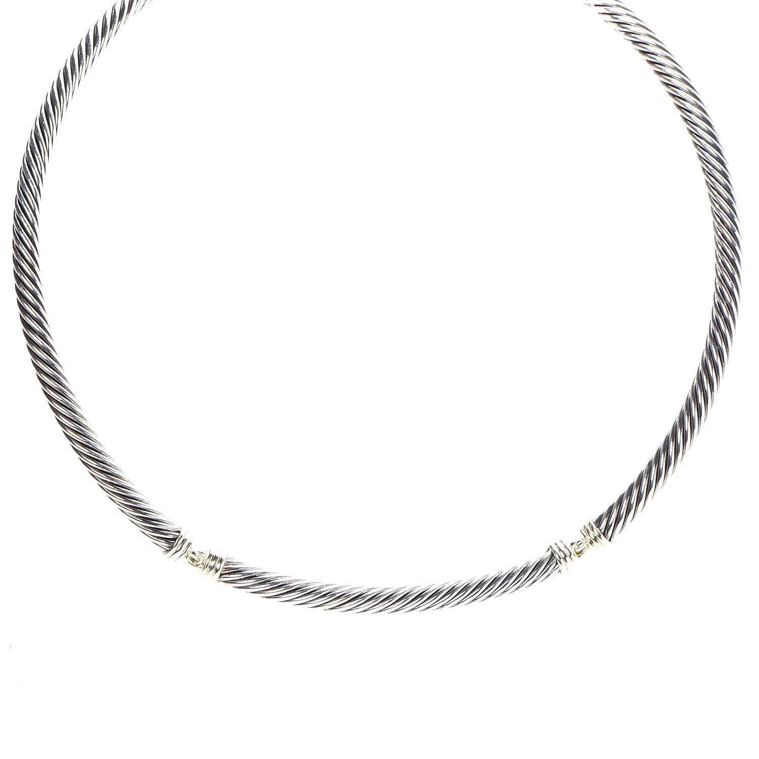 David Yurman Sterling Silver 14K Yellow Gold 5mm Metro Necklace 1 of 6