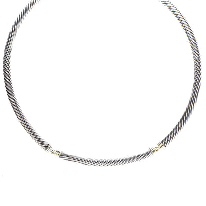 David Yurman Sterling Silver 14K Yellow Gold 5mm Metro Necklace 1 of 6