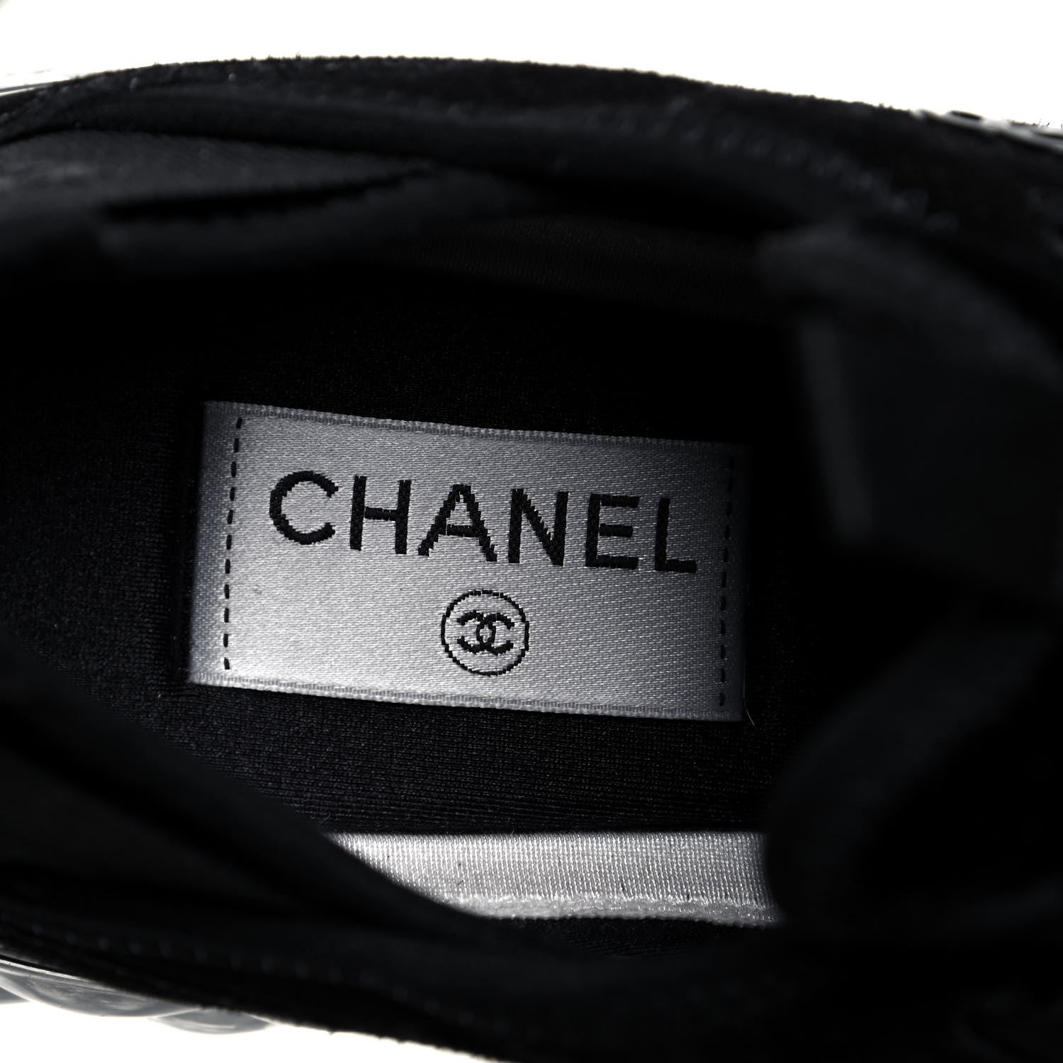 Chanel Suede Calfskin Velvet Grosgrain CC Sneakers 39 Black 7 of 8