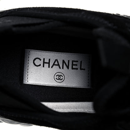 Chanel Suede Calfskin Velvet Grosgrain CC Sneakers 39 Black 7 of 8