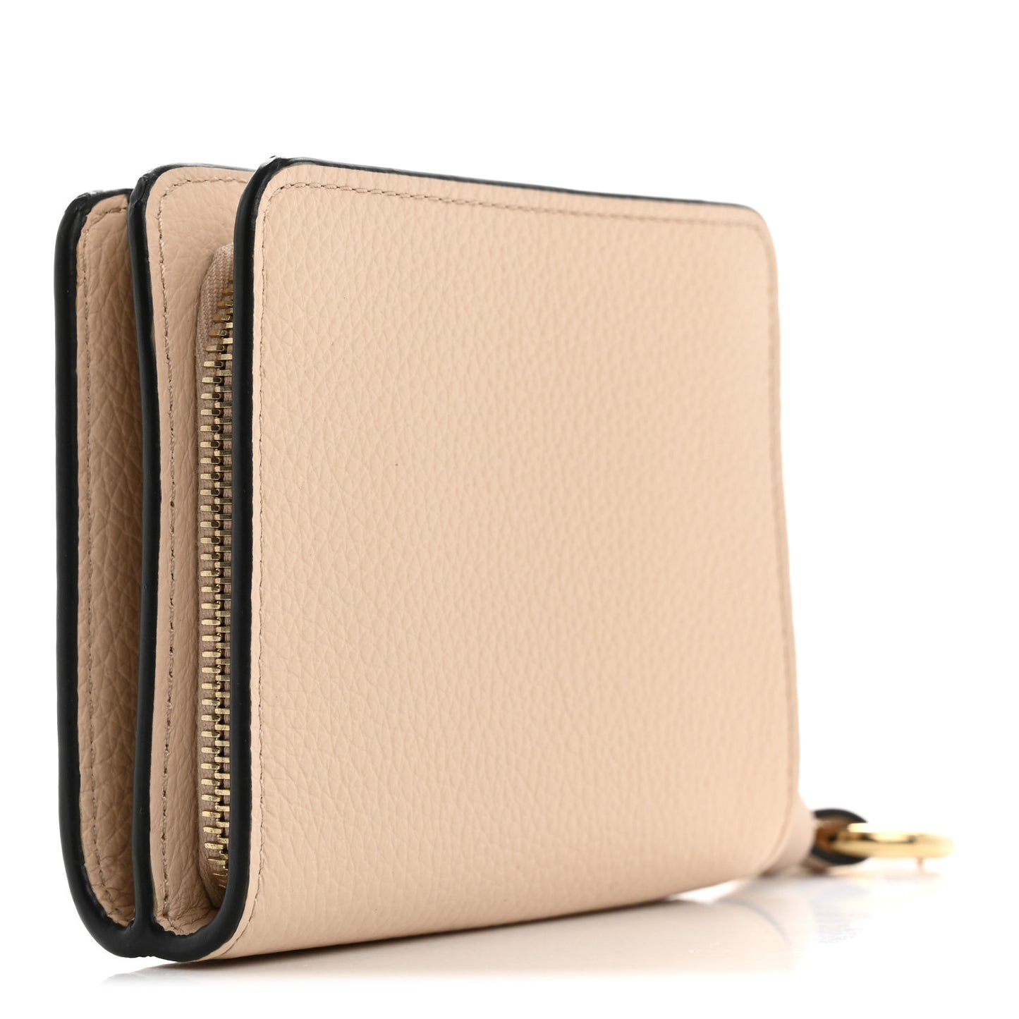 Grained Calfskin Alphabet Compact Wallet Nude
