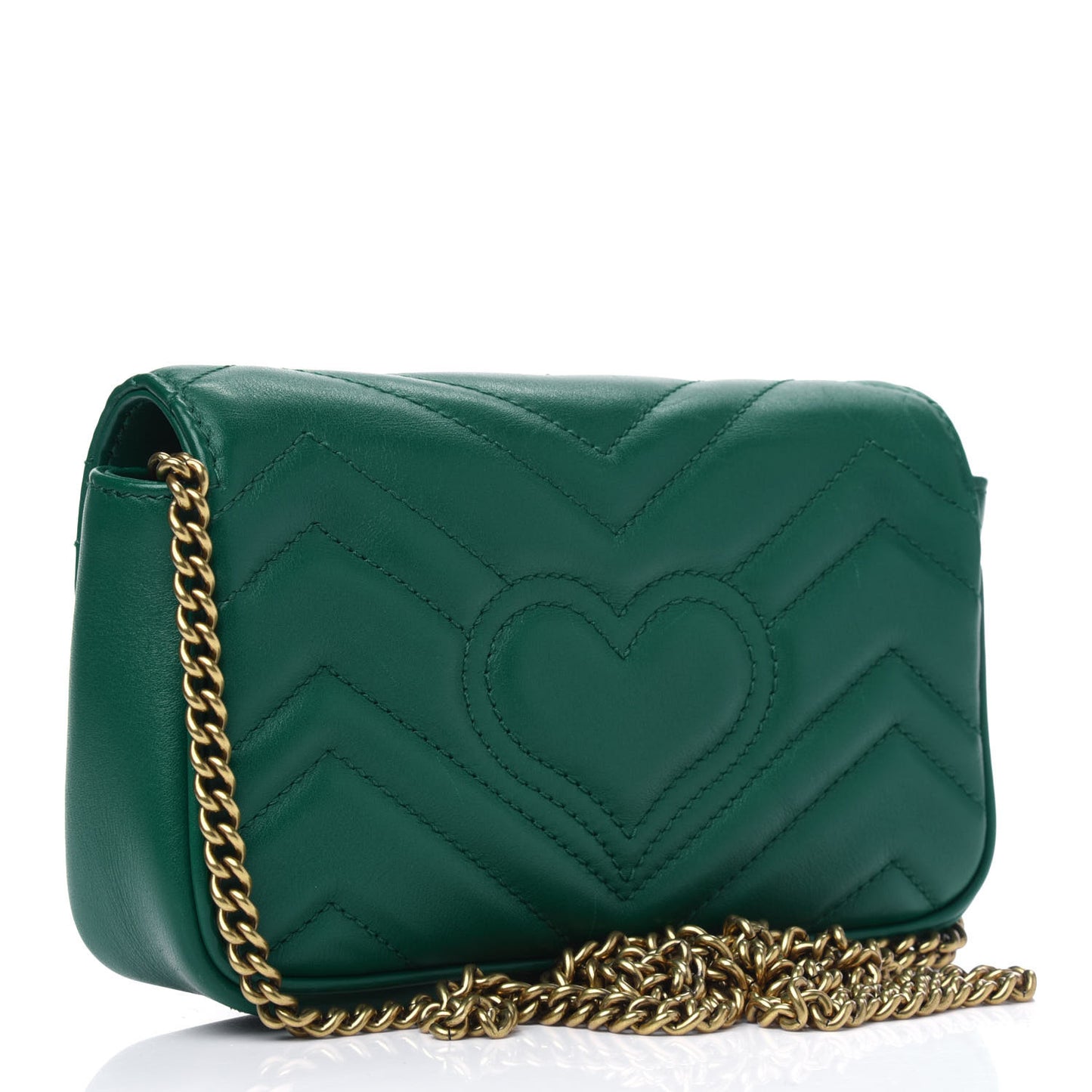 Calfskin Matelasse Super Mini GG Marmont Shoulder Bag Emerald Green