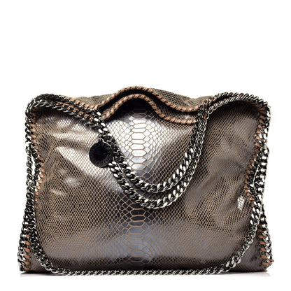 Stella McCartney Metallic Snakeskin Print Small Falabella Fold Over Tote Brown 1 of 9