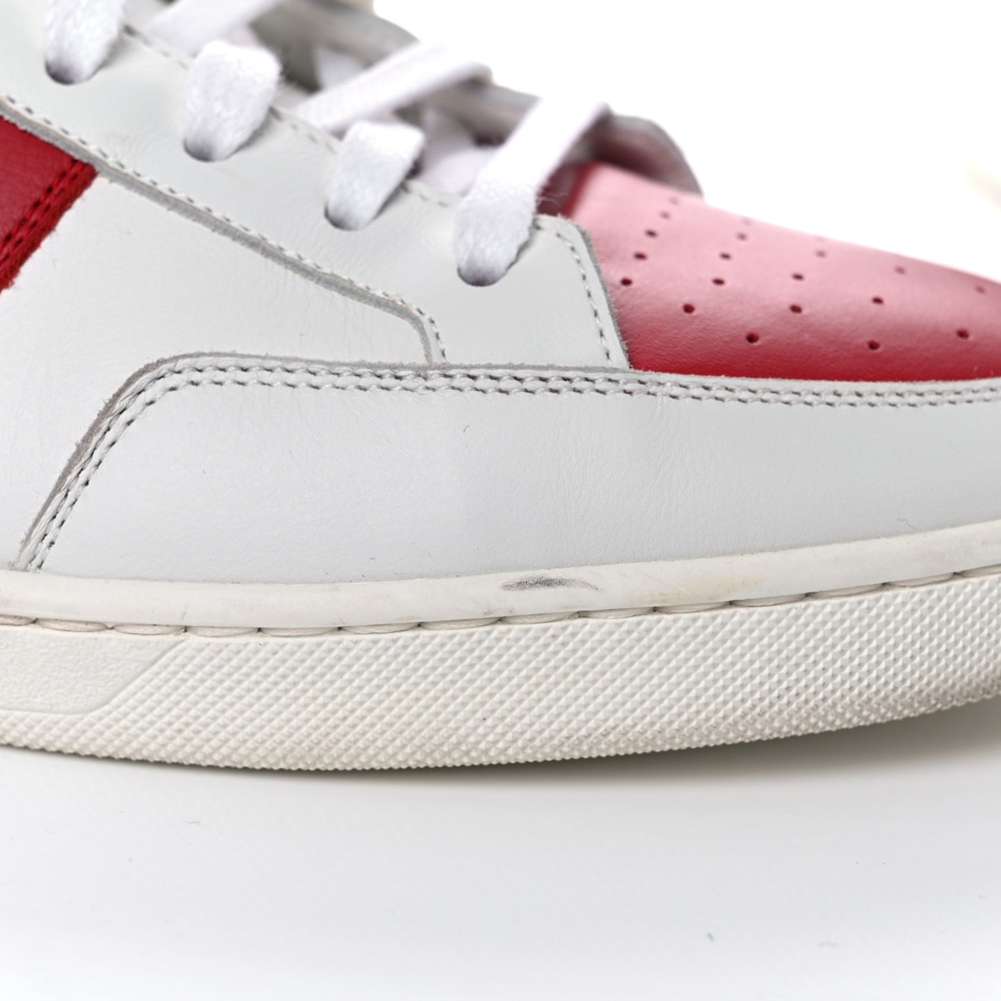 Calfskin Court Classic SL/10H High Top Sneakers 43 White Red