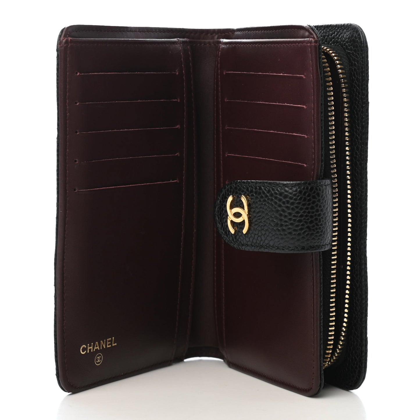 Caviar Quilted Zipped Pocket Wallet Black