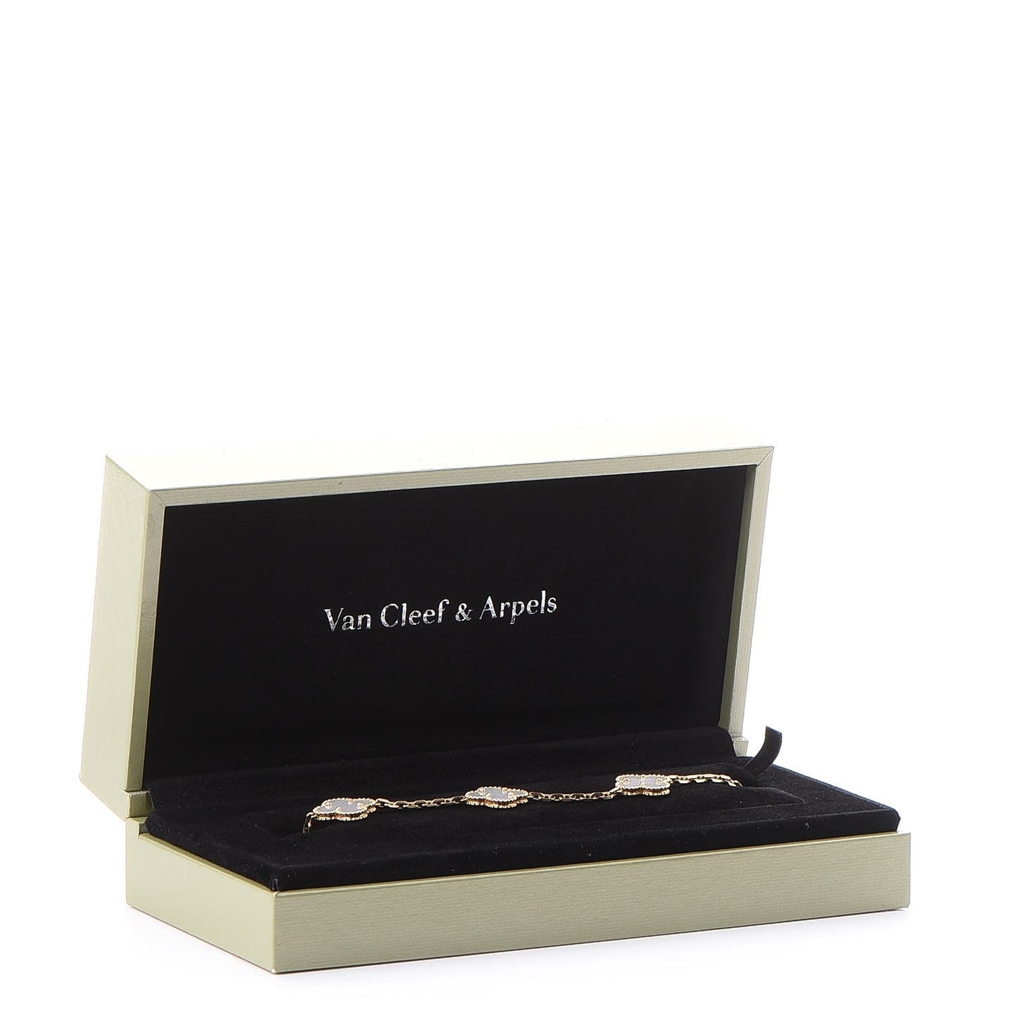18K Yellow Gold Mother of Pearl 5 Motifs Vintage Alhambra Bracelet