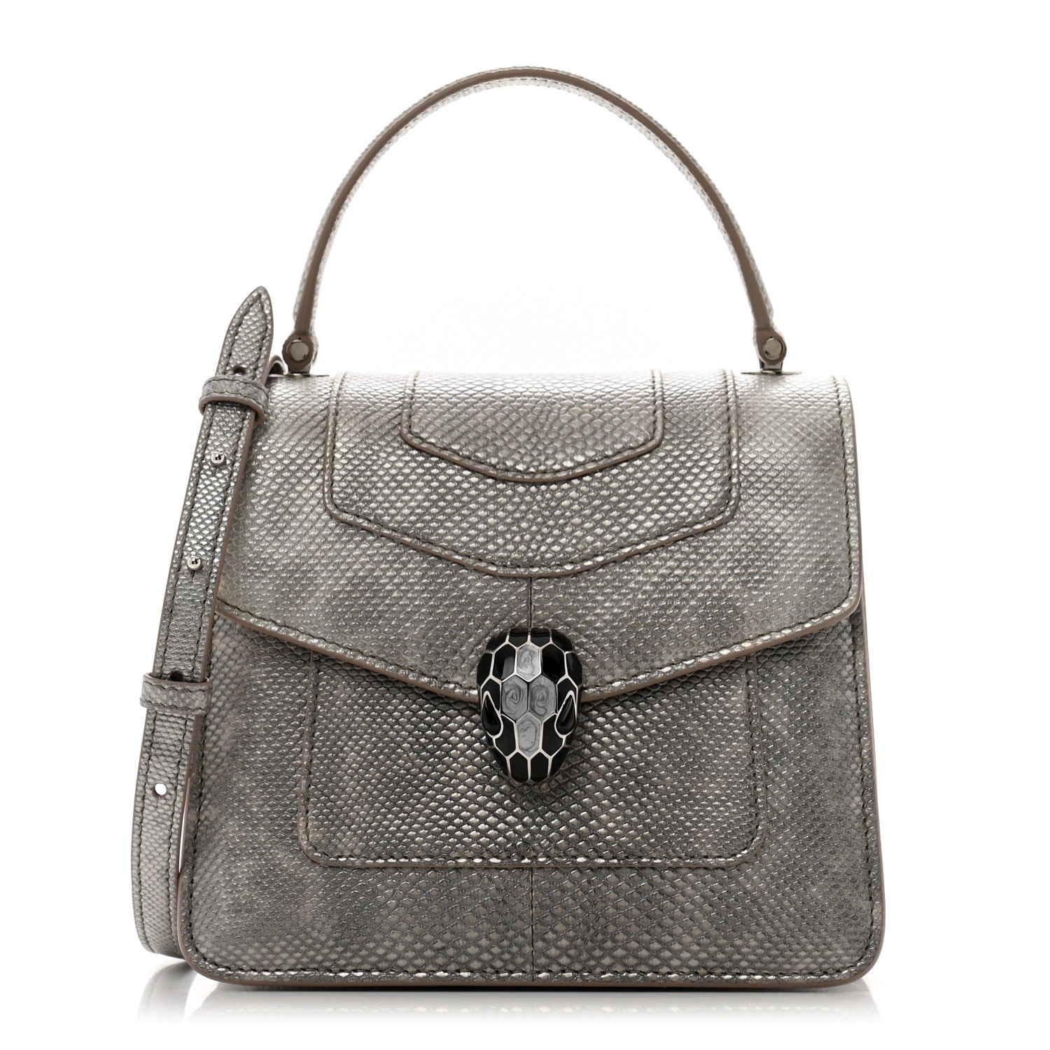 Bulgari Metallic Karung Serpenti Forever Top Handle Silver 1 of 13