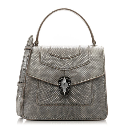 Bulgari Metallic Karung Serpenti Forever Top Handle Silver 1 of 13