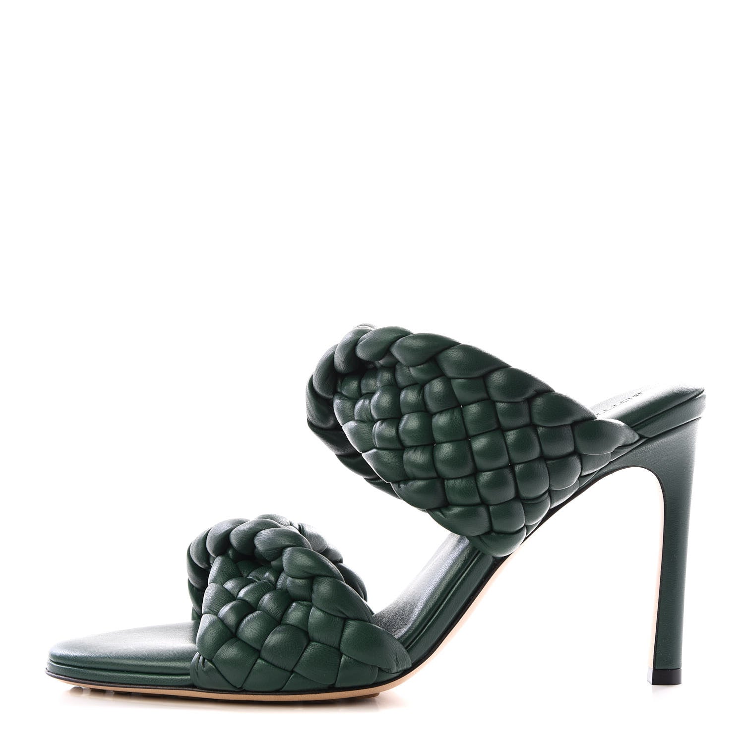Bottega Veneta Nappa Twisted Padded Intrecciato Curve Slide Sandals 38.5 Vert Fonce 1 of 8