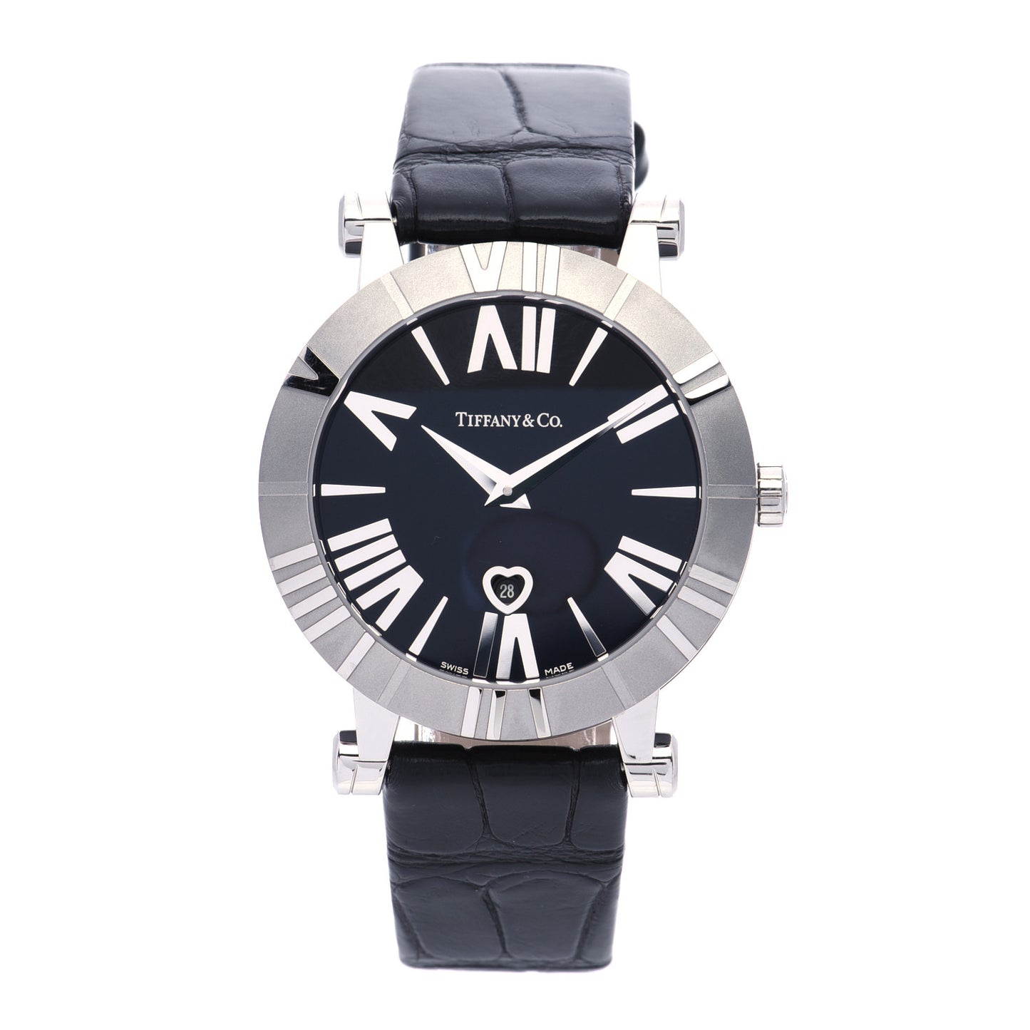 Stainless Steel Alligator 36mm Atlas Quartz Watch Black