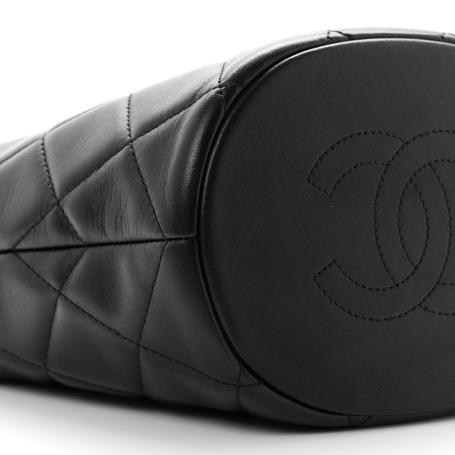 Chanel Lambskin Quilted My Perfect Chain Bucket Drawstring Bag Black 9 of 10