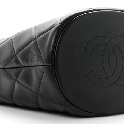 Chanel Lambskin Quilted My Perfect Chain Bucket Drawstring Bag Black 9 of 10